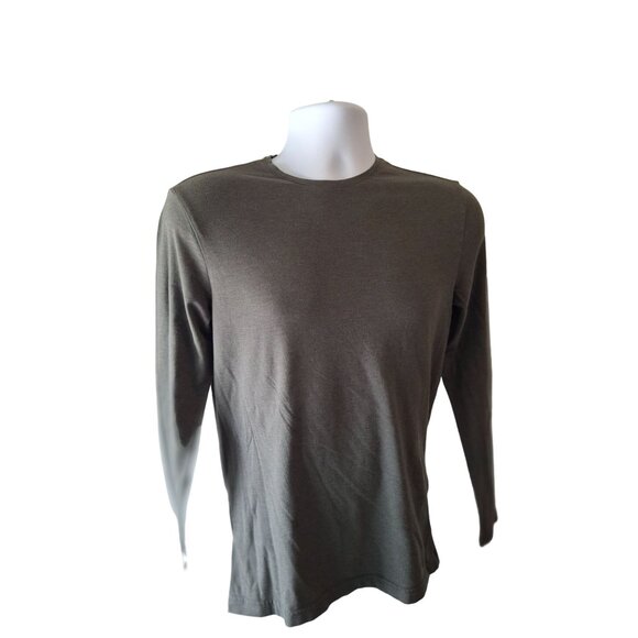 H&M Muscle Fit Long-Sleeve Mens Shirt Medium Olive - Picture 1 of 6